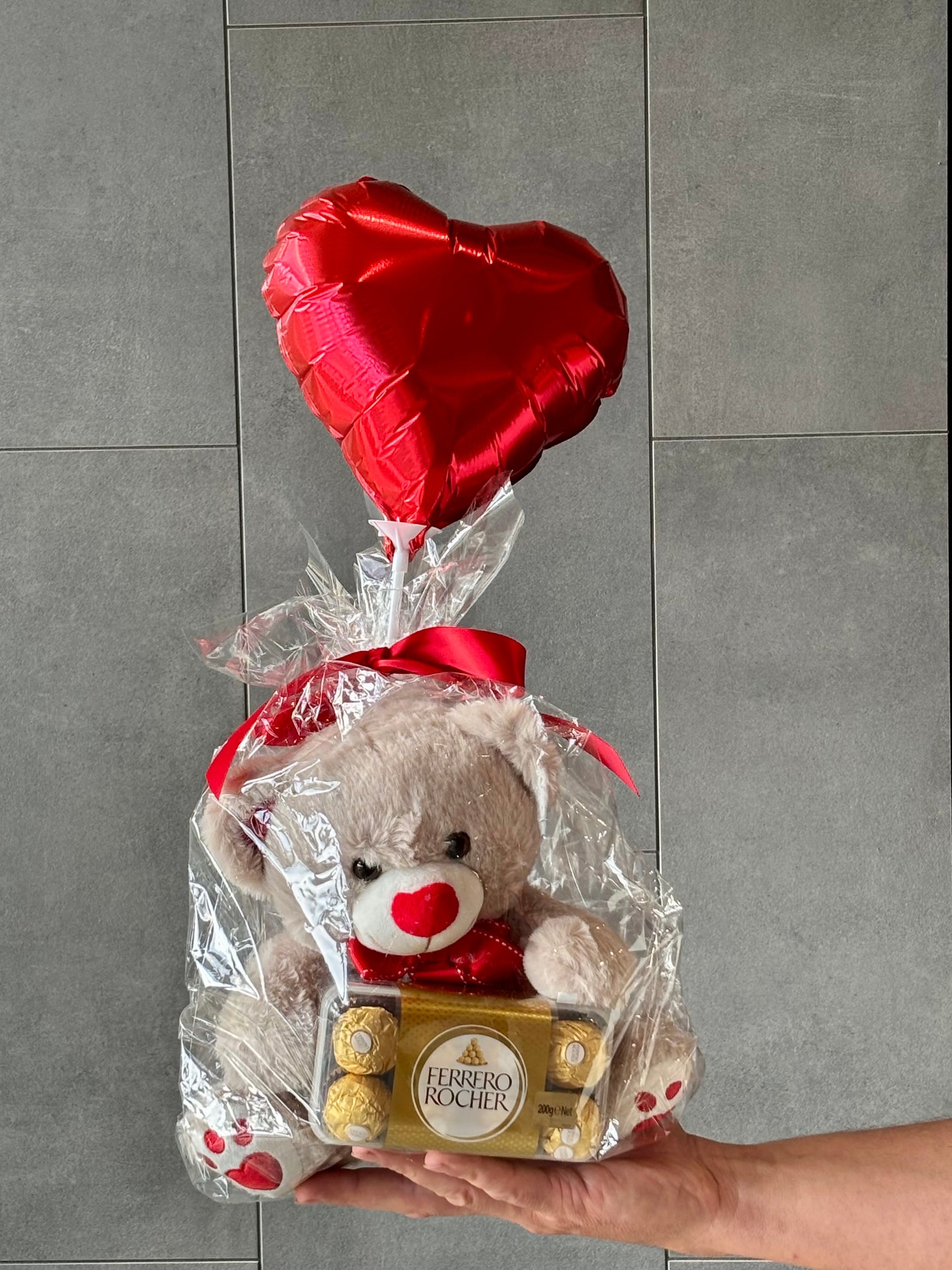 Sweetheart Teddy Bear Molly & Ferrero Rocher Chocolates & Heart Balloon